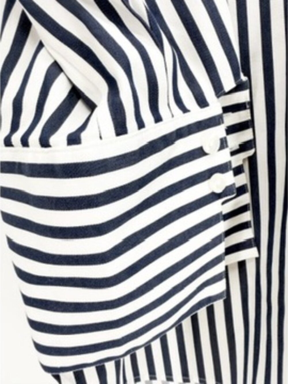Chicos Gray White Striped Button Down Shirt 3/4 Sleeve Size 2 US 12 - Picture 6 of 11
